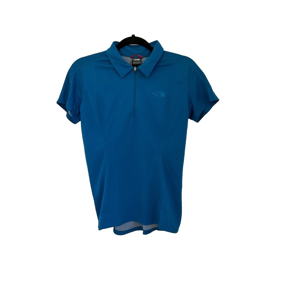The North Face Polo Shirt Women's Blue Quarter Zip Short Sleeve Medium Golf